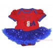 American's Birthday Red Baby Bodysuit Bling Royal Blue Sequins Pettiskirt & Sparkle Rhinestone Miss USA Print JS4537